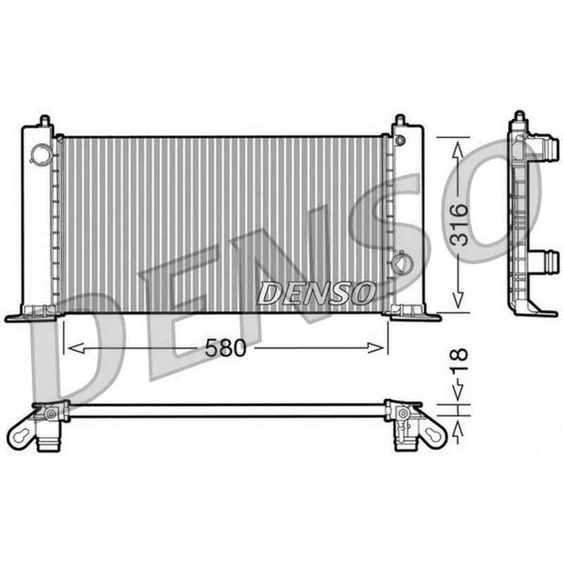 Denso Engine Radiator fits Fiat Stilo 2001-2006 1.2 1.4 1.6