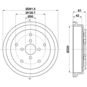 Mintex Brake Drum Assembly Rear fits Suzuki Vitara 1988-1999 1.6