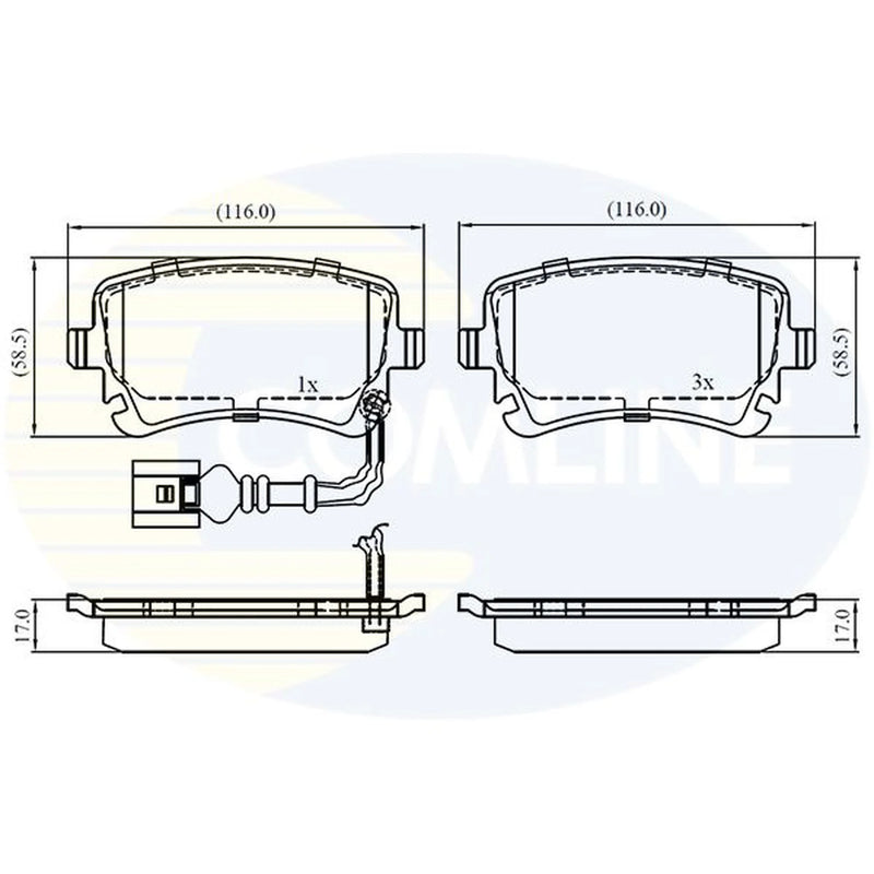 Comline 4 x Rear Brake Pad Set fits Bentley Flying Spur 2013-2020 6.0
