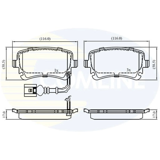 Comline 4 x Rear Brake Pad Set fits Bentley Flying Spur 2013-2020 6.0