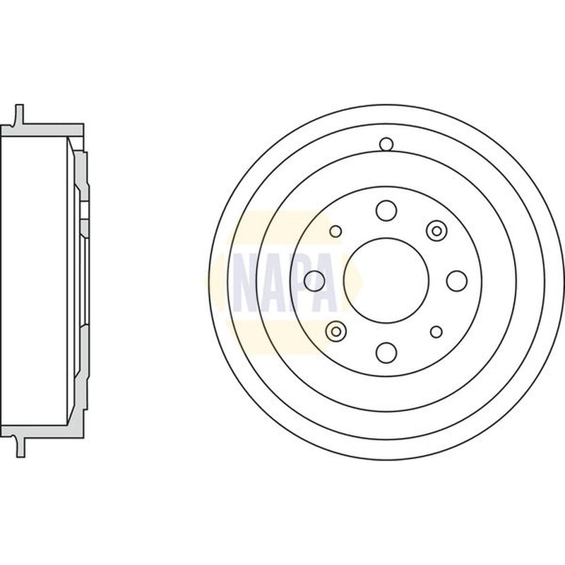 NAPA Brake Drum Assembly Rear fits Fiat Grande Punto 2005 on 1.2
