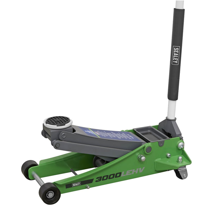 Sealey Low Profile Trolley Jack with Rocket Lift 3 Tonne - Green 3000LEHV Sealey - Dynamic Drive