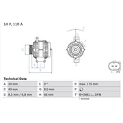 Bosch Car Alternator 12V fits Mini Mini 2001-2008