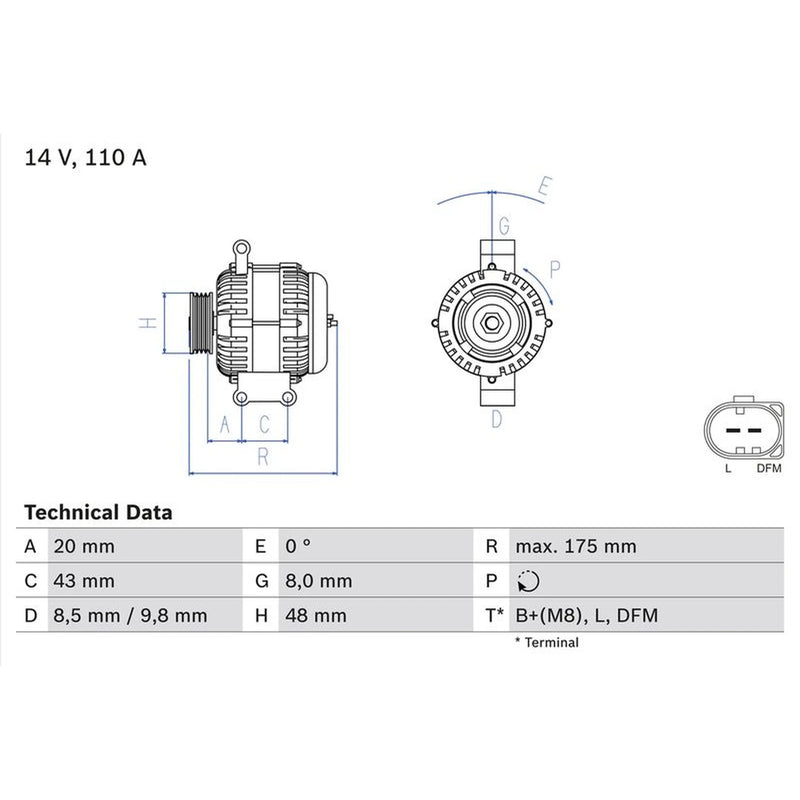 Bosch Car Alternator 12V fits Mini Mini 2001-2008