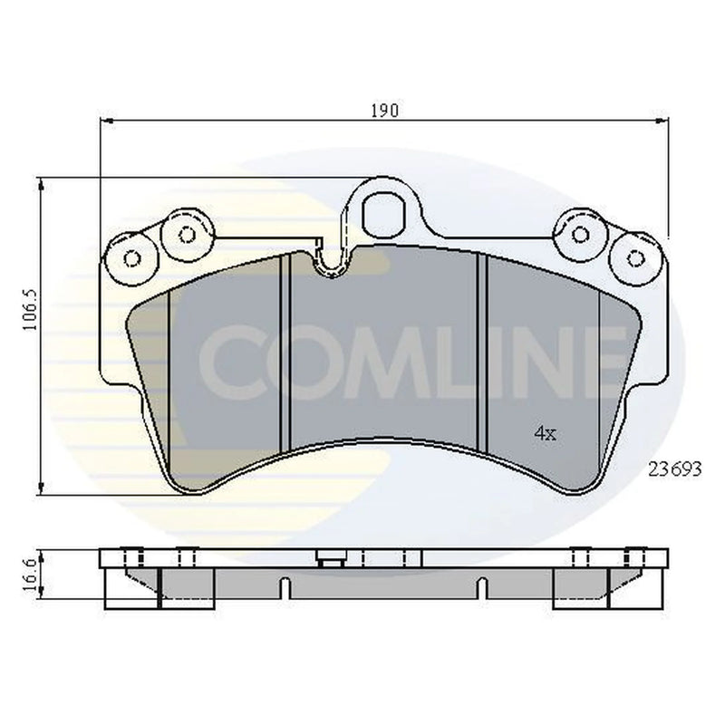 Comline 4 x Front Brake Pad Set fits Audi Q7 2006-2015 3.0 3.6 4.2 6.0