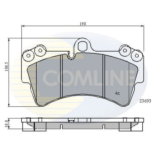 Comline 4 x Front Brake Pad Set fits Audi Q7 2006-2015 3.0 3.6 4.2 6.0