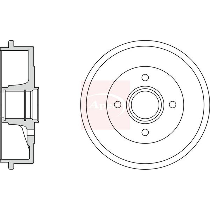 Apec Brake Drum Assembly Rear fits Citroën Saxo 1996-2004 1.1 1.4 1.5 1.6