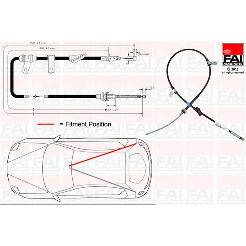 FAI Handbrake Cable Right Rear fits Land Rover Freelander I 1998-2006