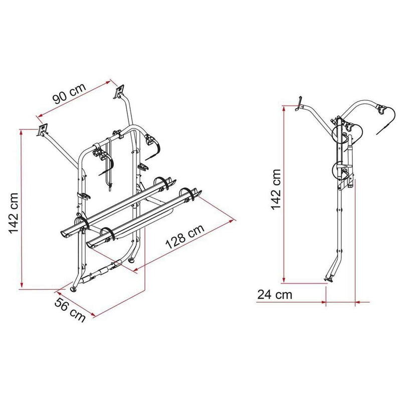 Fiamma Carry-Bike 2 x Bike Carrier for VW T6 Aluminium (02096-20-) Restyled 2023 model Fiamma - Bars 4 Cars