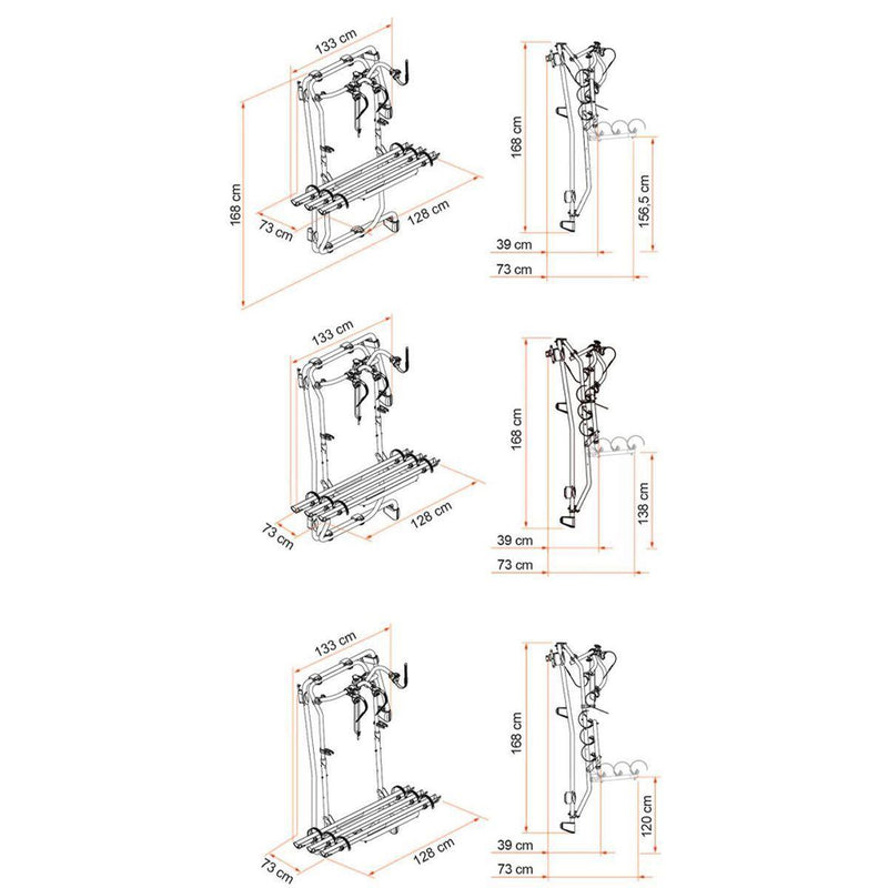 Fiamma Carry-Bike Frame for VW Crafter Campervan 3 Bike Carrier Aluminium Fiamma - Bars 4 Cars