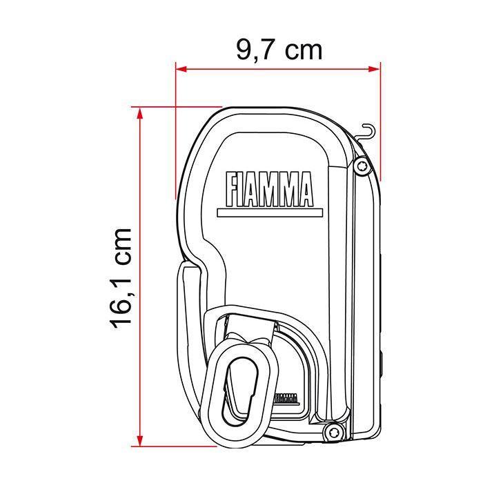 Fiamma F45L Winch Awning 4.5M Polar White Case Royal Blue Fabric Motorhome Fiamma - Dynamic Drive