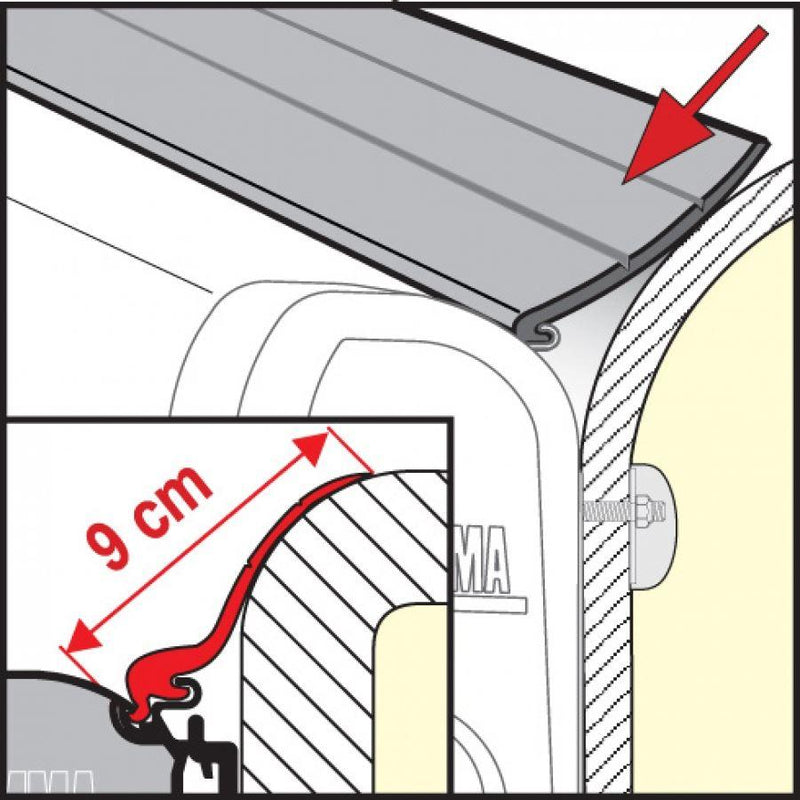 Fiamma Rain Guard 9Cm Wide X 1M, Rubber Rain Seal For Fiamma F45 Awnings 04629-01- Fiamma - Dynamic Drive