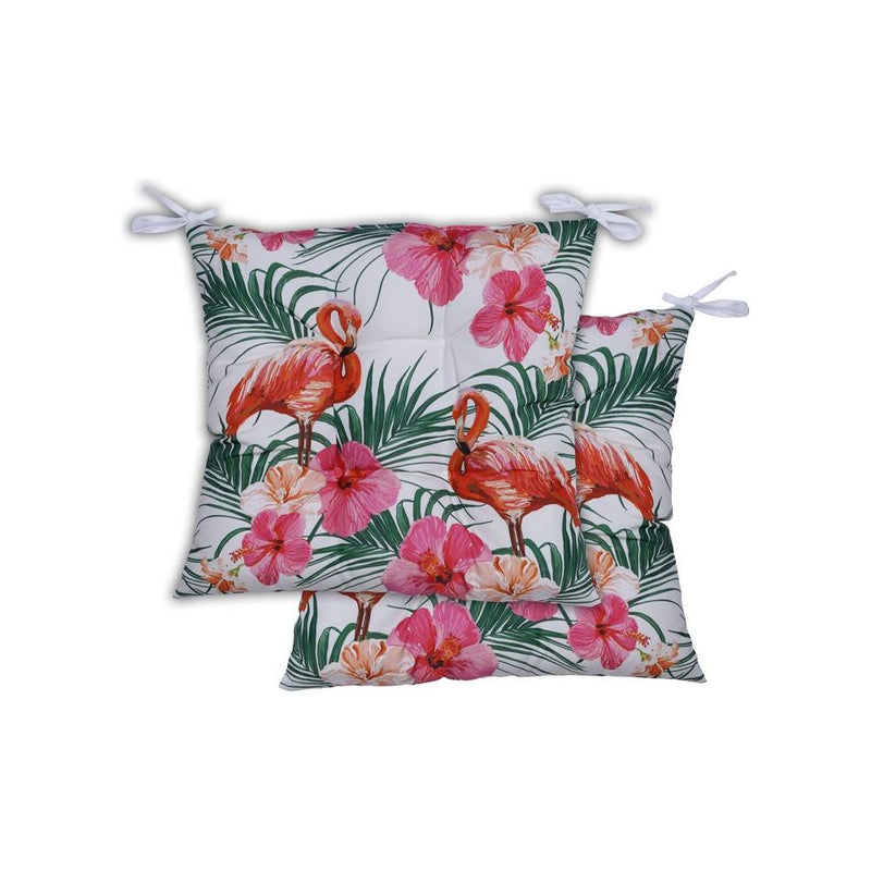 Garden Sofa Flamingo and Palm Print Seat Cushion Pair Gardenwize - Dynamic Drive