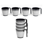 Granite 4x Stacked Mug Set Grey Flamefield Melamine Ideal Camping Picnic Caravan Flamefield - Dynamic Drive