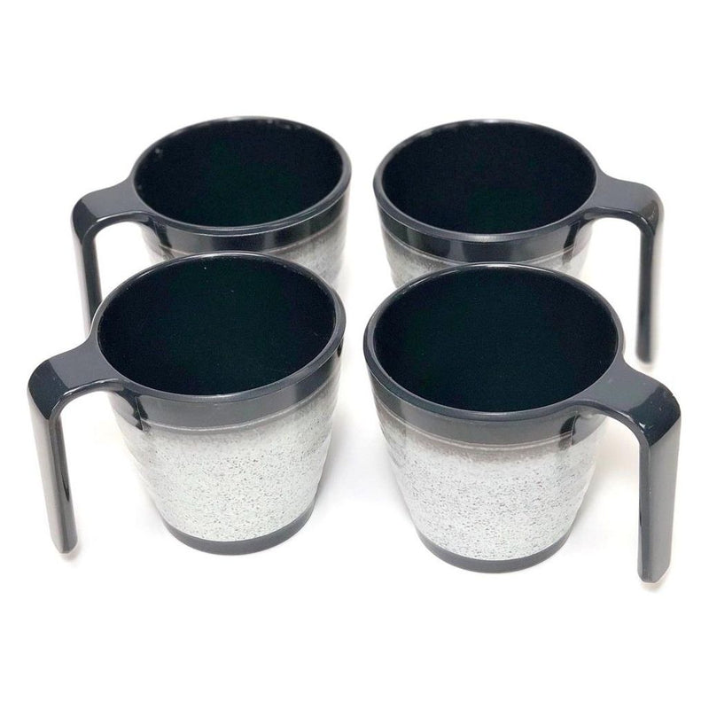 Granite 4x Stacked Mug Set Grey Flamefield Melamine Ideal Camping Picnic Caravan Flamefield - Dynamic Drive
