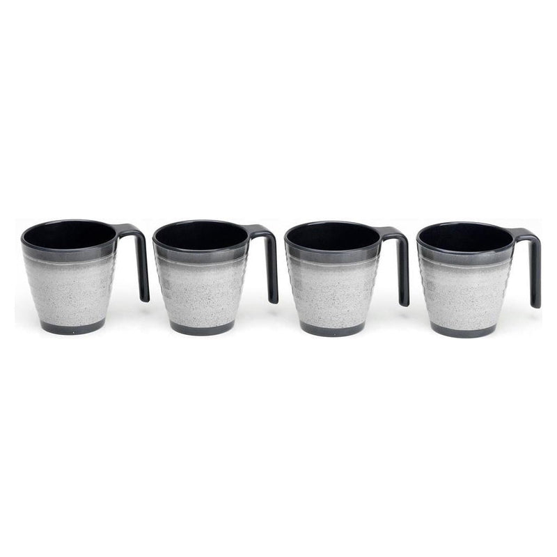 Granite 4x Stacked Mug Set Grey Flamefield Melamine Ideal Camping Picnic Caravan Flamefield - Dynamic Drive