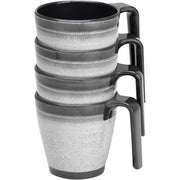 Granite 4x Stacked Mug Set Grey Flamefield Melamine Ideal Camping Picnic Caravan Flamefield - Dynamic Drive