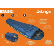Vango Atlas 350 Ink Blue Sleeping Bag Single Vango - Dynamic Drive