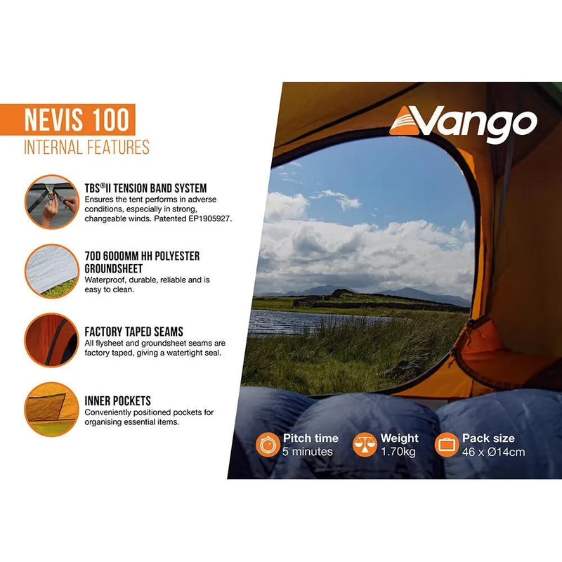 Vango Nevis 100 Pamir Green 1 Person Tent Vango - Dynamic Drive