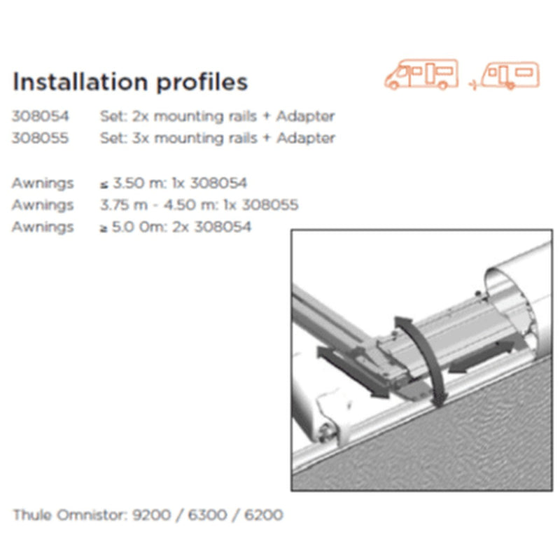 Thule Adapter Roof Mounting Rails 2 (set: 2x mounting rails + adapter) Thule - UK Camping And Leisure