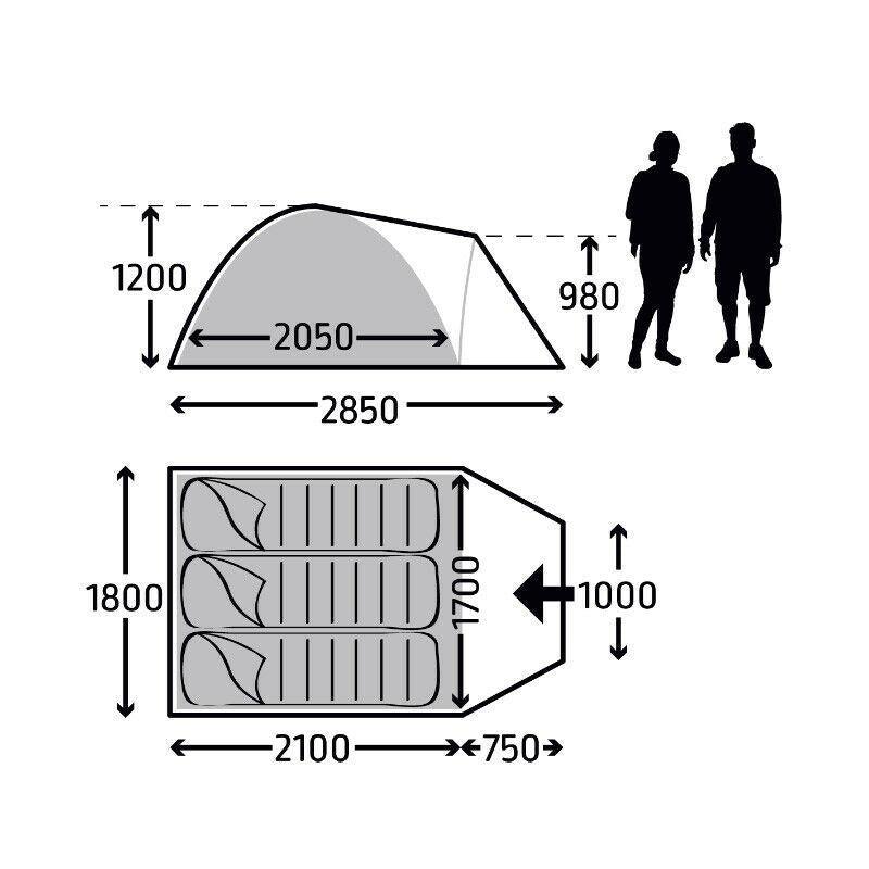 Kampa Brighton 3 Berth Dome Tent Kampa - Dynamic Drive