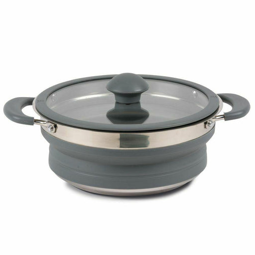 Kampa Folding Collapsible Silicone & Stainless Steel Saucepan 3 Litre Grey Kampa - Dynamic Drive