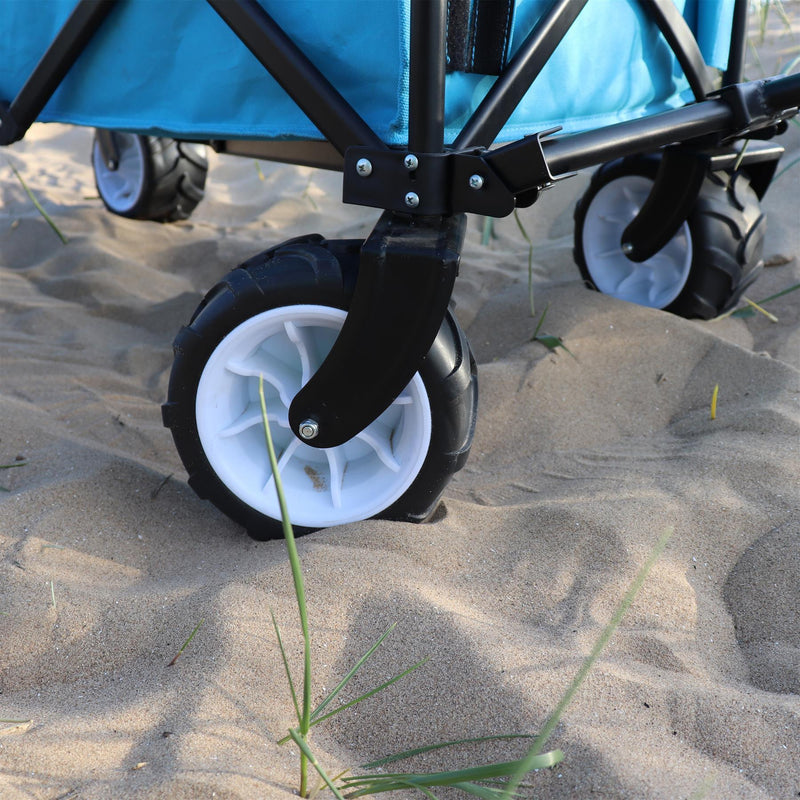 Large Wheel Folding Wagon Pull Along Cart Trolley Garden Camping Festival Beach Leisurewize - Dynamic Drive