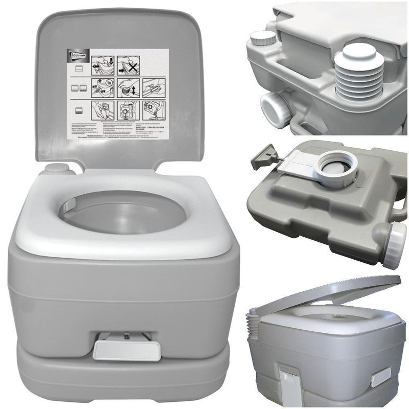 Leisurewize 10L Camping Lightweight Flushing Toilet - GREY Leisurewize - Dynamic Drive