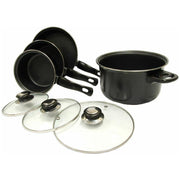 Leisurewize 7 piece Cookware Set Pan Saucepan Set Carbon Non Stick Glass Lids Leisurewize - Dynamic Drive