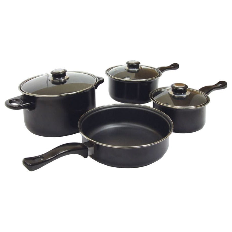 Leisurewize 7 piece Cookware Set Pan Saucepan Set Carbon Non Stick Glass Lids Leisurewize - Dynamic Drive