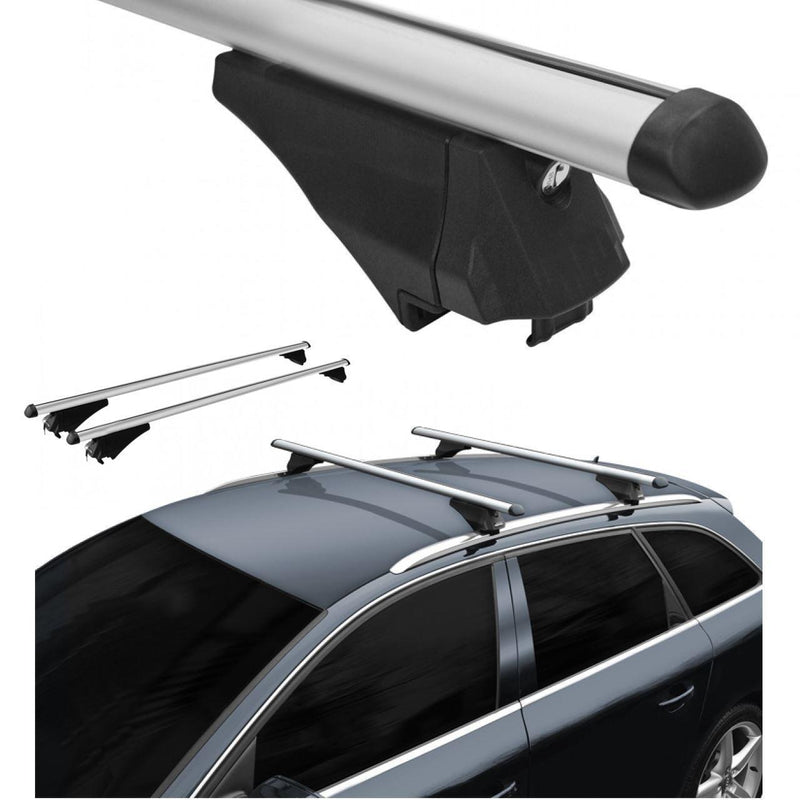 Locking Universal Aluminium Car Roof Bars Cross Rack 1.35M For Flush & Raised Rails 75kg Maypole - Dynamic Drive