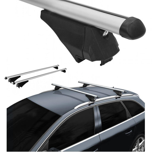 Locking Universal Aluminium Car Roof Bars Cross Rack 1.35M For Flush & Raised Rails 75kg Maypole - Dynamic Drive