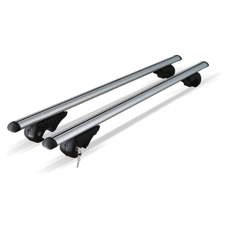 Locking Universal Aluminium Car Roof Bars Cross Rack 1.3M For Raised Rails 75kg Maypole - Dynamic Drive