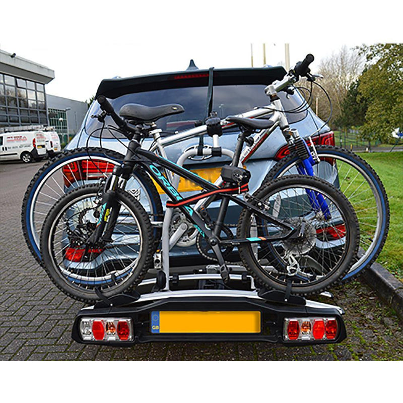 M-Way Towball Mounted Car Rear Tow Bar Cycle Holder 2 Bike Carriers with Electrics Maypole - Dynamic Drive