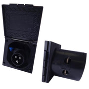 Mains 230V 16A Flush Hook Up Socket Caravan Motorhome Camper Van RV Black Powerpart - Dynamic Drive