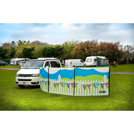 Maypole 3 Panel Poled Windbreak Summer Days 5m x 1.4m Maypole - Dynamic Drive