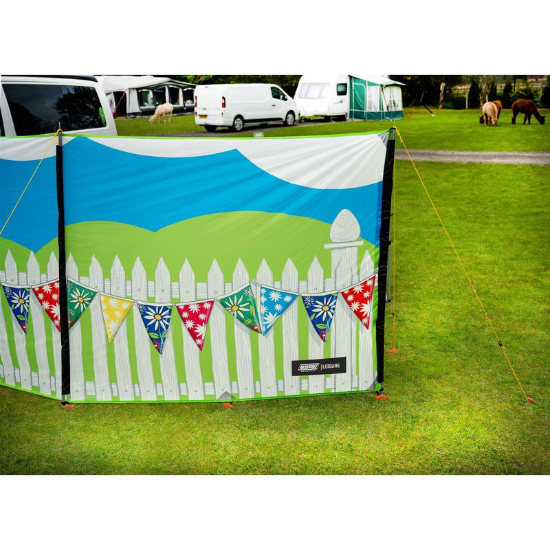 Maypole 3 Panel Poled Windbreak Summer Days 5m x 1.4m Maypole - Dynamic Drive