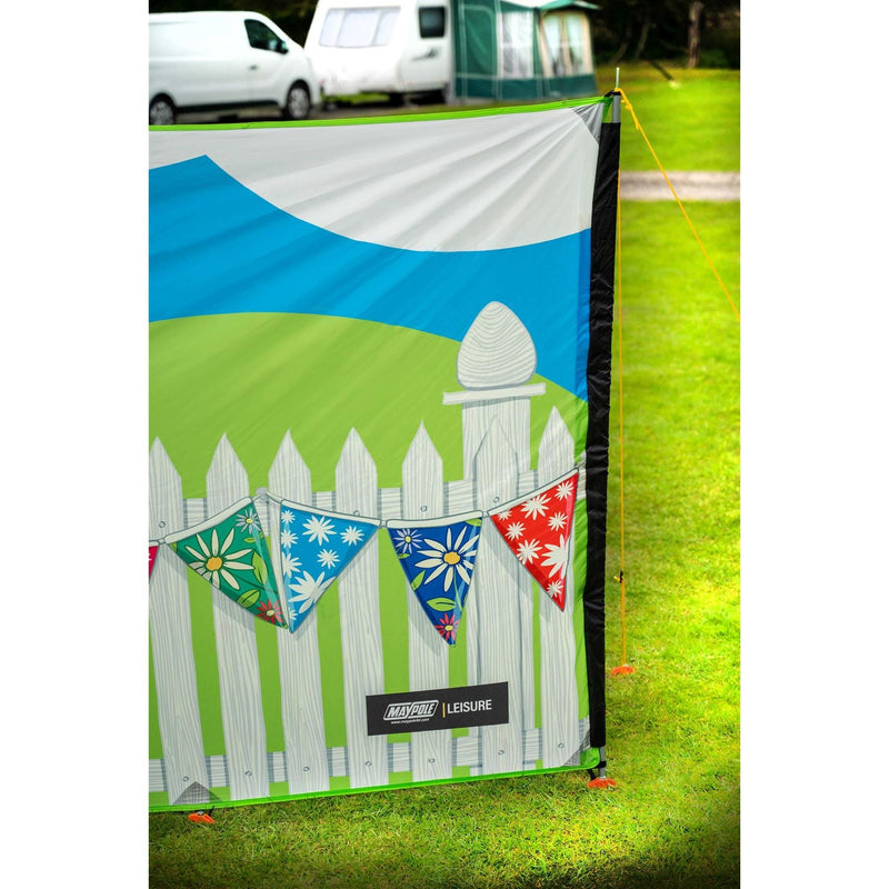 Maypole 3 Panel Poled Windbreak Summer Days 5m x 1.4m Maypole - Dynamic Drive
