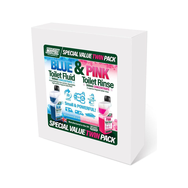 Maypole Twin Pack Toilet Fluid & Rinse Concentrate Caravan Camping Makes 4L Maypole - Dynamic Drive