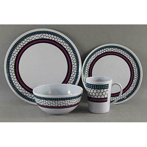 Melamine Honeycomb 16pc 100% Melamine Dinner Set For Caravan Camping Leisurewize - Dynamic Drive