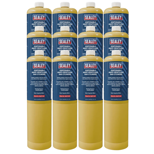 Sealey Disposable MAPP Gas Cylinder Pack of 12 - 11kg