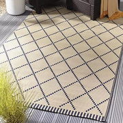 Outdoor Garden Rug Portable Reversible Mat for Decking Patio Piazza Navy/Cream 120 x 180 cm Plastic Straw ukcampingandleisure - Dynamic Drive