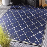 Outdoor Garden Rug Portable Reversible Mat for Decking Patio Piazza Navy/Cream 120 x 180 cm Plastic Straw ukcampingandleisure - Dynamic Drive