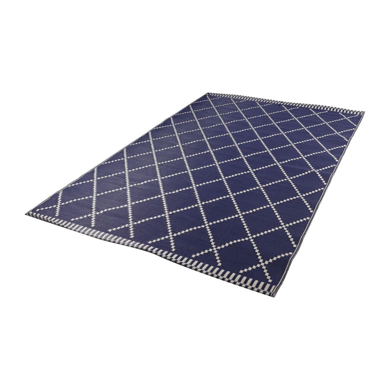 Outdoor Garden Rug Portable Reversible Mat for Decking Patio Piazza Navy/Cream 120 x 180 cm Plastic Straw ukcampingandleisure - Dynamic Drive