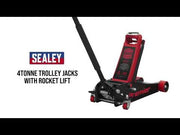 Sealey Trolley Jack 4 Tonne Rocket Lift Black 4040AB Sealey - Dynamic Drive