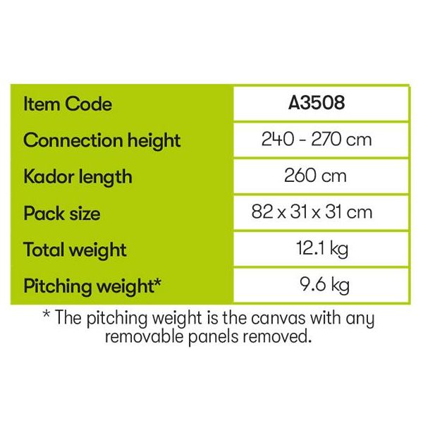 Quest Falcon HIGH Drive Away Campervan Awning Pole 240-270cm Quest - Dynamic Drive