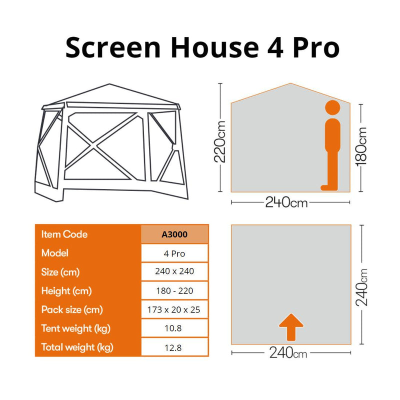Quest Screen House 4 Pro 4 Quick Pitch Shelter Camping Garden Campervan Hot Tub Quest - Dynamic Drive