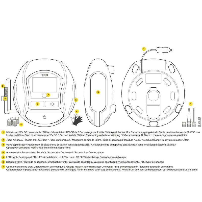 Ring 12v Rapid Digital Tyre Inflator Ring - Bars 4 Cars
