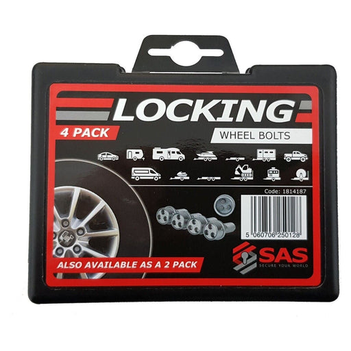 SAS Security 4 Locking Wheel Bolts M12 X 1.5 Caravan Trailer Motorhome SAS - Dynamic Drive
