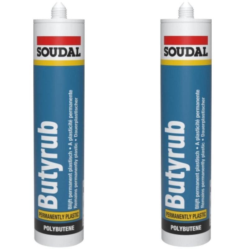 Soudal Butyrub Non Setting Butyl bedding Sealant Seitz Window Glazing White x2 Soudal - Dynamic Drive